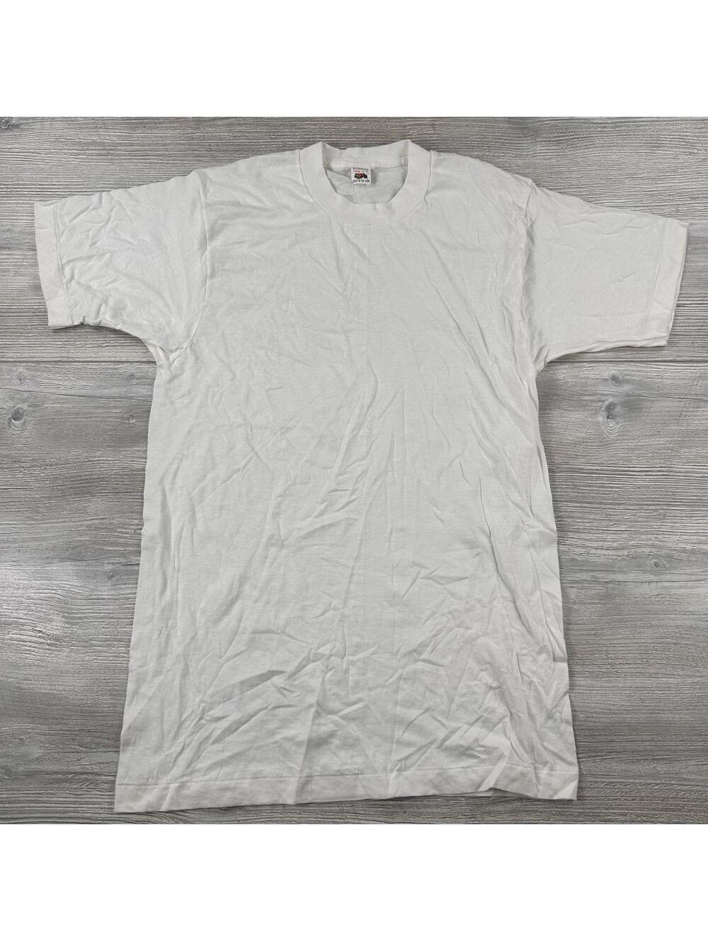 VTG Single Stitch Fruit Loom Shirt Mens Large 42-44 White Blank NWOT 90's USA